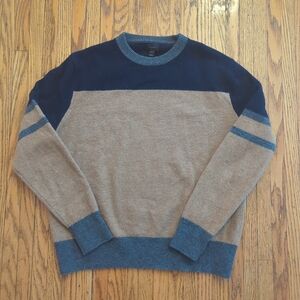 J.Crew Mens Lambswool Color Block Crewneck Classic Winter Sweater Size L
